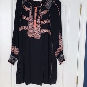 Free People embroidered dress with tassel ties